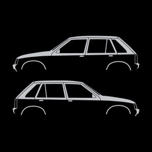 オペル・コルサA、ボクスホール・ノヴァ5ドアハッチバック用カーシルエットデカールステッカー2枚セット シルバー