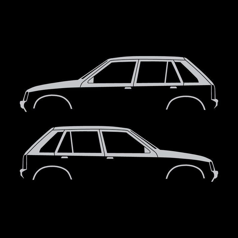 オペル・コルサA、ボクスホール・ノヴァ5ドアハッチバック用カーシルエットデカールステッカー2枚セット シルバー