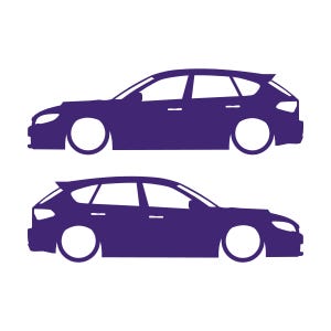 Conjunto de 2 adesivos com silhueta de carro rebaixado para Subaru Impreza WRX STI 3ª geração Hatchback GH Roxo