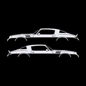 Set mit 2 Auto-Silhouette-Aufklebern für Chevrolet Camaro Z28 2. Generation 1978-79 Coupé Weiß