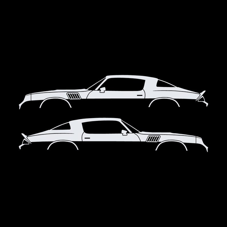 Set mit 2 Auto-Silhouette-Aufklebern für Chevrolet Camaro Z28 2. Generation 1978-79 Coupé Weiß