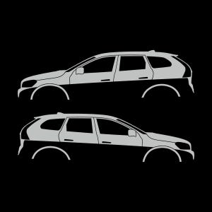 Juego de 2 pegatinas con silueta de coche para Volvo XC60 de primera generación (2009-2017) Light Grey