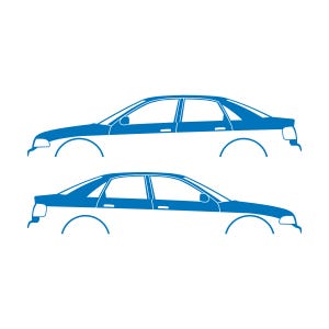 Set Of 2 Lowered Car Silhouette Decal Stickers For Audi A4 S4 B5 Sedan Sky Blue