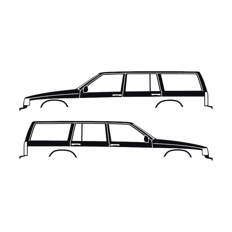 Conjunto de 2 adesivos com silhueta de carro para Volvo 945 Wagon Preto