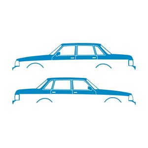 Set Of 2 Car Silhouette Decal Stickers For Volvo 244 Sedan Light Blue
