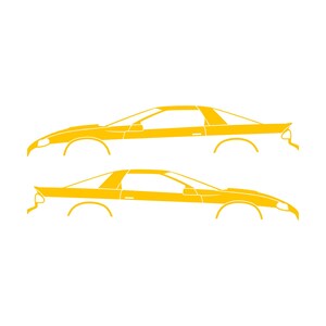 Set Of 2 Car Silhouette Decal Stickers For Chevrolet Camaro SS 4th Gen 1998-2002 Coupe Yellow