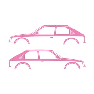 Set Of 2 Car Silhouette Decal Stickers For Opel Kadett D GTE 3-Door Hatchback Soft Pink