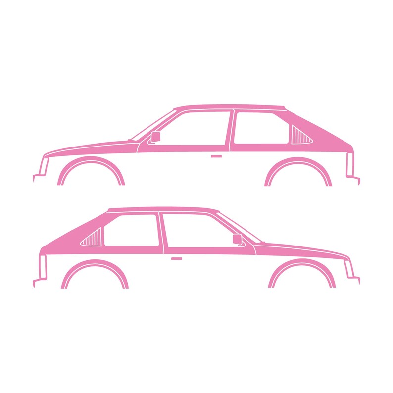 Set Of 2 Car Silhouette Decal Stickers For Opel Kadett D GTE 3-Door Hatchback Soft Pink