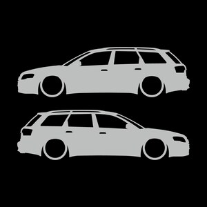Conjunto de 2 adesivos com silhueta de carro rebaixado para Audi A4 S4 B7 Avant Light Grey