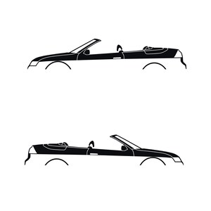 Set Of 2 Car Silhouette Decal Stickers For Saab 9-3 Early Spec 2nd Gen Convertible Black