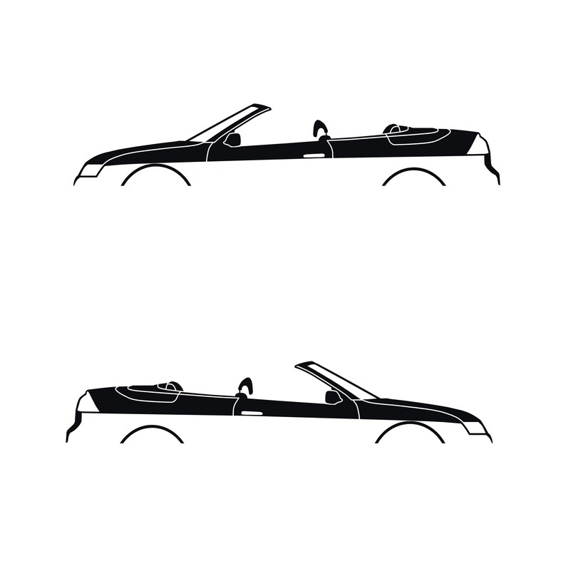 Set Of 2 Car Silhouette Decal Stickers For Saab 9-3 Early Spec 2nd Gen Convertible Black