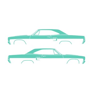 Set Of 2 Car Silhouette Decal Stickers For 1970 Plymouth Road Runner Coupe Mint