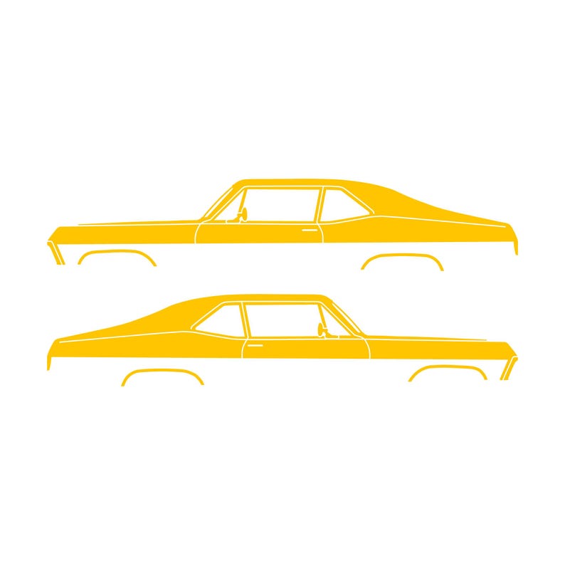 Set Of 2 Car Silhouette Decal Stickers For Chevy Nova 3rd Gen 1968-72 Yellow