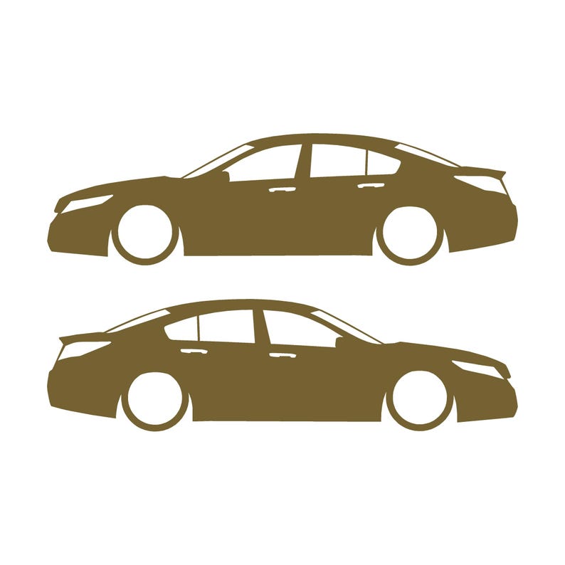 Set Of 2 Lowered Car Silhouette Decal Stickers For Acura TL 4th Gen UA8 2009-14 Gold