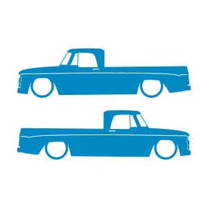 Set Of 2 Car Silhouette Decal Stickers For 1961-65 Dodge D100 Sweptline Long Bed 1st Gen Light Blue
