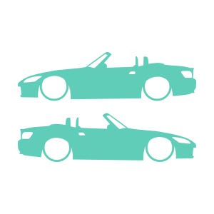Set Of 2 Lowered Car Silhouette Decal Stickers For Honda S2000 Mint