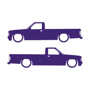 Set med 2 lastbilssilhuettdekaler för Dodge Dakota 1:a generationens single cab pickup Lila