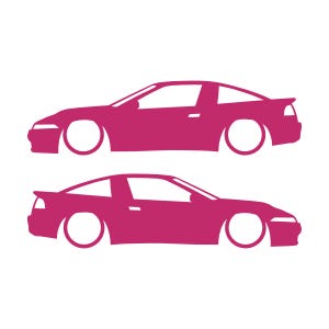 Juego de 2 pegatinas decorativas con silueta de coche rebajado para Mitsubishi Eclipse 1G de primera generación. Rosa