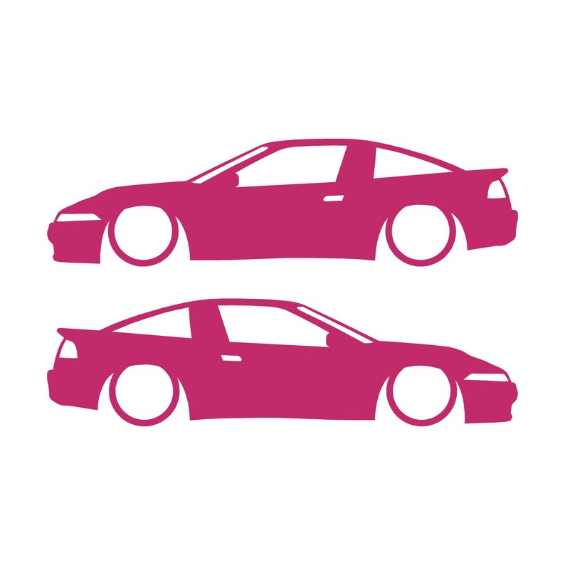 Juego de 2 pegatinas decorativas con silueta de coche rebajado para Mitsubishi Eclipse 1G de primera generación. Rosa