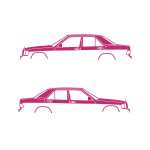 Set Of 2 Car Silhouette Decal Stickers For The Mercedes 190e Pink