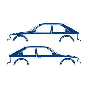 Set Of 2 Car Silhouette Decal Stickers For Opel Kadett D GTE 3-Door Hatchback Blue