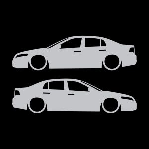 Set Of 2 Lowered Car Silhouette Decal Stickers For Acura TL UA6 2004-08 3rd Gen Sedan Silver