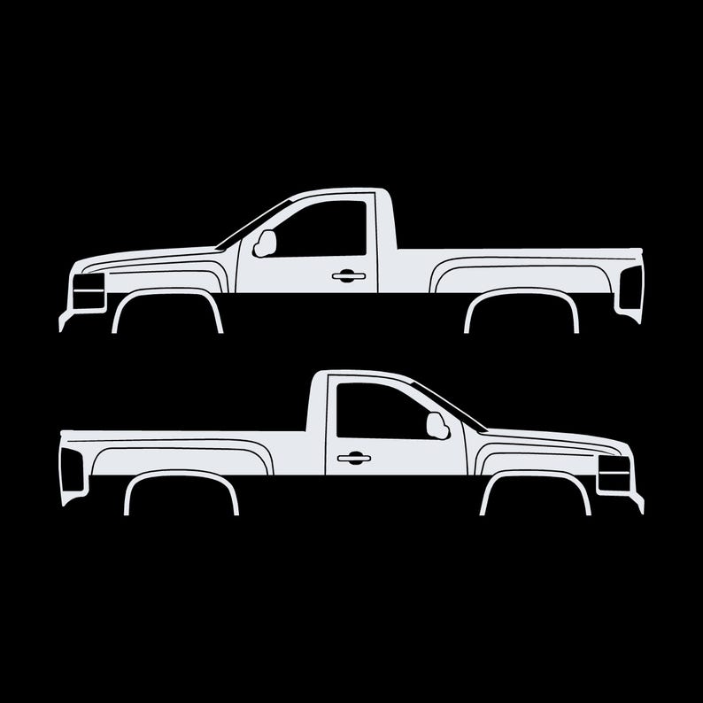 Set mit 2 Auto-Silhouette-Aufklebern für Chevrolet Silverado 2007-13 Einzelkabine Weiß