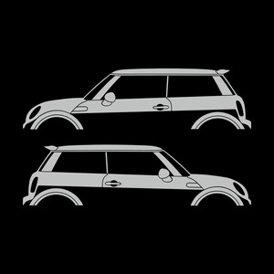 Set Of 2 Car Silhouette Decal Stickers For Mini Cooper S R56 - Mk2 - 2nd Gen Light Grey