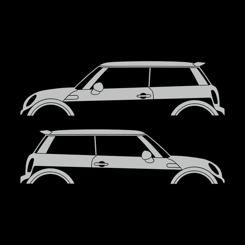 Set Of 2 Car Silhouette Decal Stickers For Mini Cooper S R56 - Mk2 - 2nd Gen Light Grey