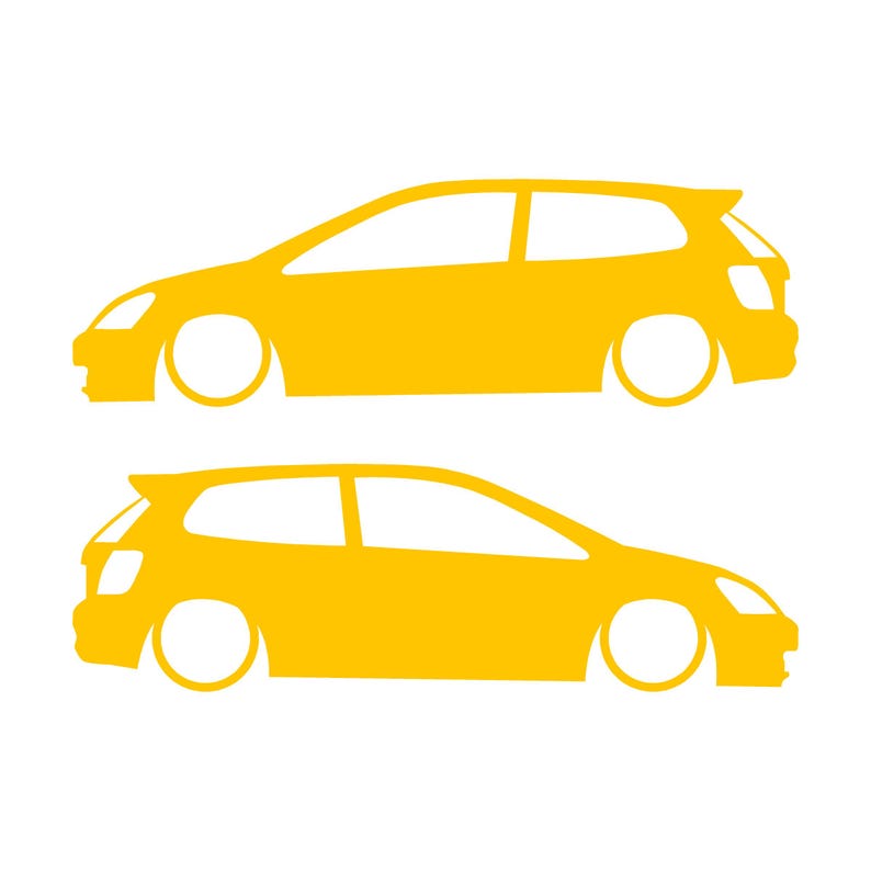 Set Of 2 Car Silhouette Decal Stickers For Honda Civic EF Hatch Hatchback Yellow