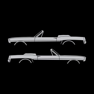 Set Of 2 Car Silhouette Decal Stickers For 1964-66 Ford Mustang Convertible Silver