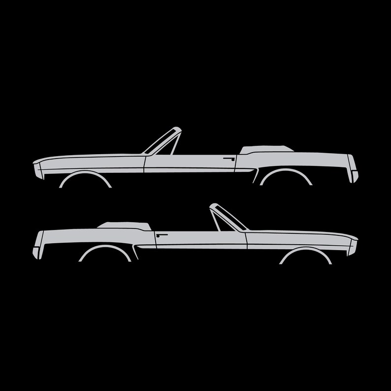 Set Of 2 Car Silhouette Decal Stickers For 1964-66 Ford Mustang Convertible Silver