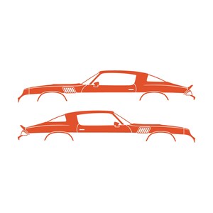 Set mit 2 Auto-Silhouette-Aufklebern für Chevrolet Camaro Z28 2. Generation 1978-79 Coupé Orange