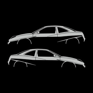 Set Of 2 Lowered Car Silhouette Decal Stickers For Fiat Coupe Light Grey