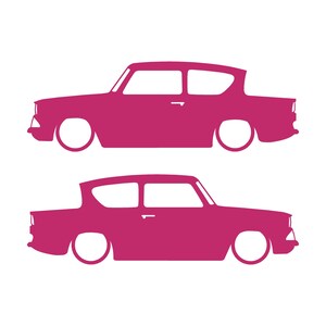 Lot de 2 autocollants silhouette de voiture pour Ford Anglia 105e Rose