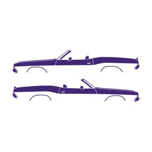 Set Of 2 Car Silhouette Decal Stickers For Dodge Challenger Classic Convertible Purple