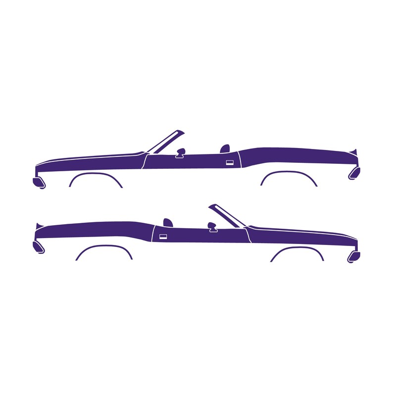 Set Of 2 Car Silhouette Decal Stickers For Dodge Challenger Classic Convertible Purple