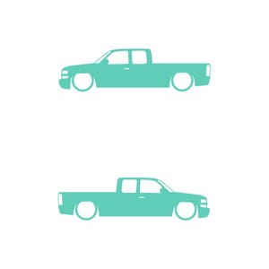 Set Of 2 Lowered Truck Silhouette Decal Stickers For Chevrolet Silverado Extended Cab 1999- 2002 Pickup Mint