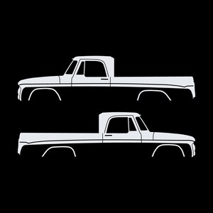 Set Of 2 Car Silhouette Decal Stickers For Dodge D100 1st Gen Short Bed Sweptline White