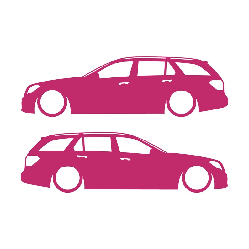 Set Of 2 Car Silhouette Decal Stickers For The Mercedes E-class S212 W212 Wagon Pink