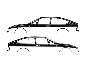 Set Of 2 Car Silhouette Decal Stickers For Alfa Romeo GTV6 Coupe
