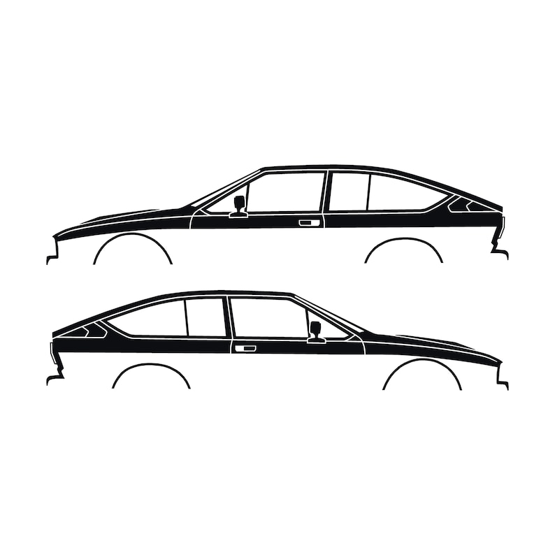 Set van 2 autosilhouet-stickers voor de Alfa Romeo GTV6 Coupé Zwart