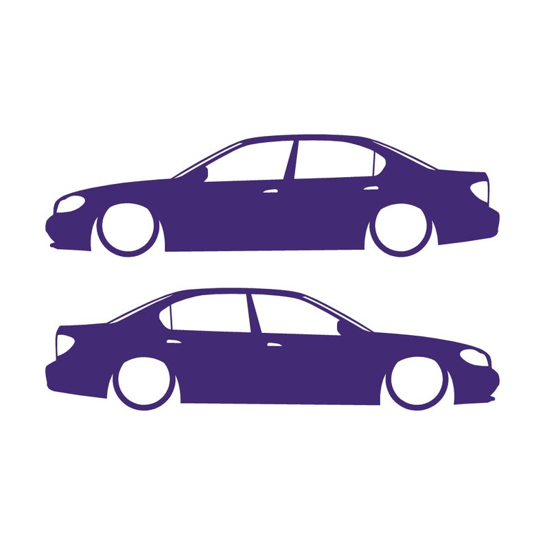 Set Of 2 Lowered Car Silhouette Decal Stickers For Nissan Cefiro A33 1998-2004 Purple