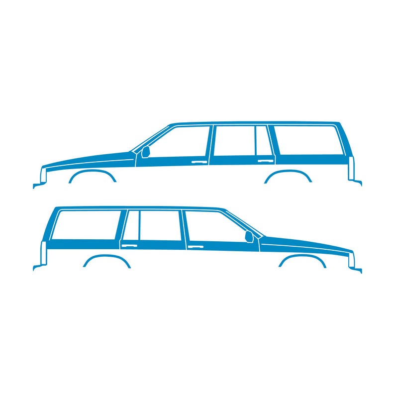Zestaw 2 naklejek z sylwetkami samochodów do Volvo 745 Wagon Light Blue