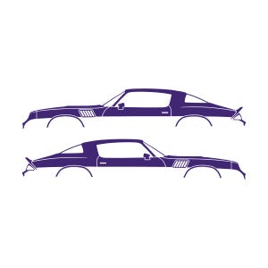 Set mit 2 Auto-Silhouette-Aufklebern für Chevrolet Camaro Z28 2. Generation 1978-79 Coupé Lila