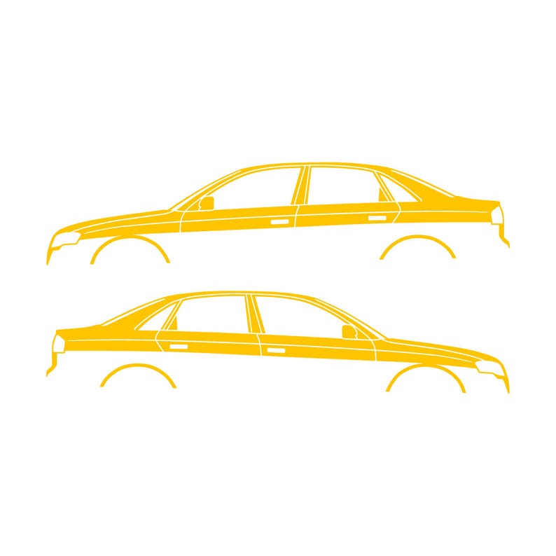 Set Of 2 Car Silhouette Decal Stickers For Audi A4 S4 B7 Outline Sedan Yellow