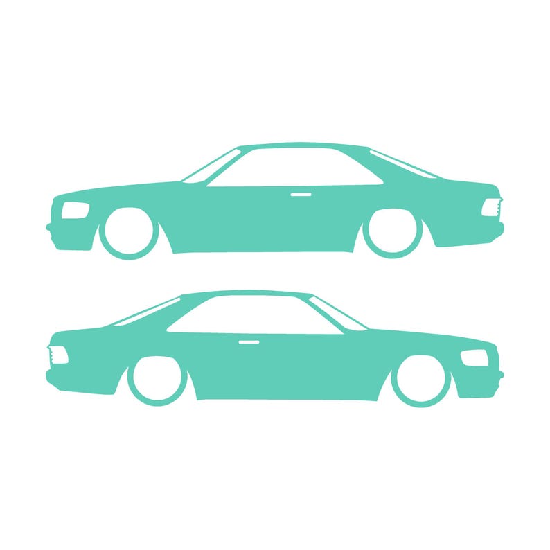 Set Of 2 Lowered Car Silhouette Decal Stickers For Mercedes W126 Coupe Mint