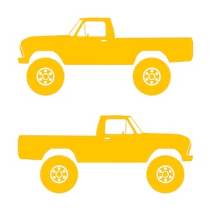 Set Of 2 Car Silhouette Decal Stickers For Ford F100 6th Gen Long Bed Yellow