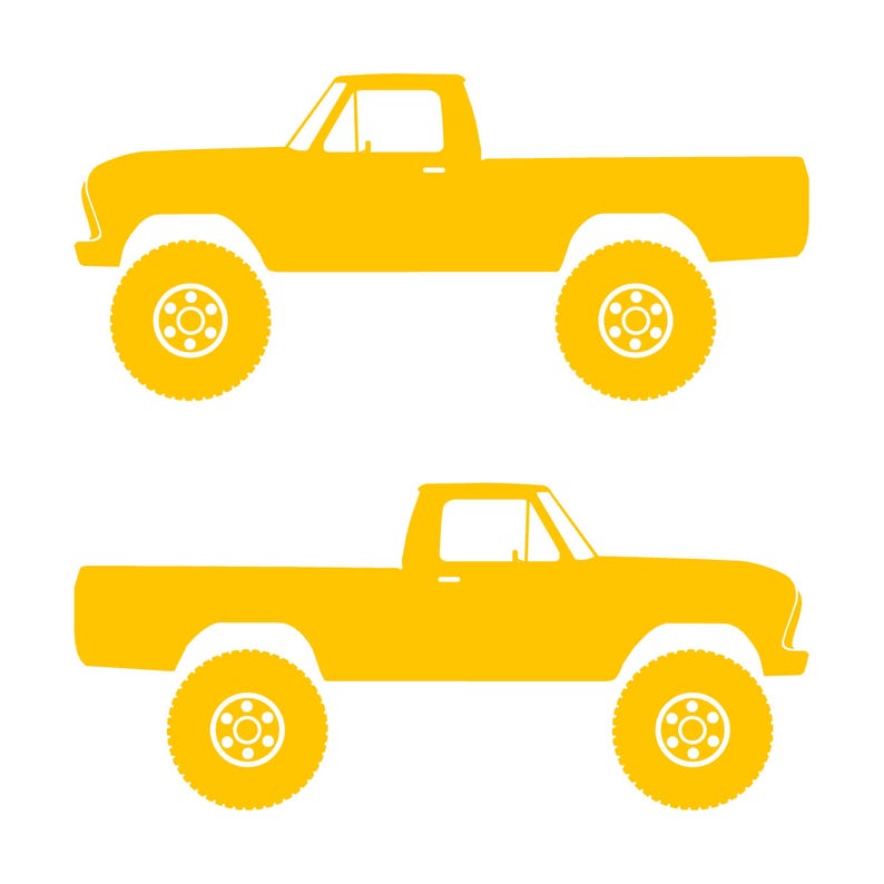 Set Of 2 Car Silhouette Decal Stickers For Ford F100 6th Gen Long Bed Yellow