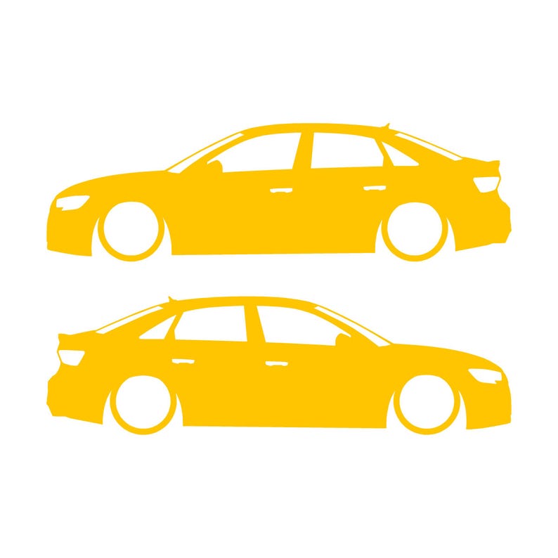 Set Of 2 Lowered Car Silhouette Decal Stickers For Audi S3 3rd Gen 8v Facelift 2016-20 Sedan Yellow